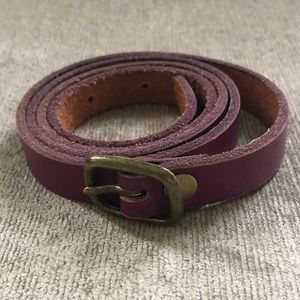 Purple leather skinny belt